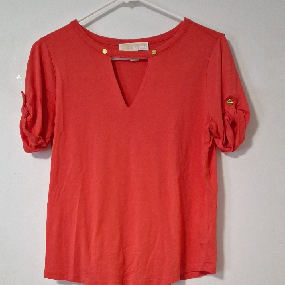 MICHAEL Michael Kors Red Blouse with Gold Accents